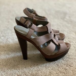 Aldo Strappy Taupe Heel Sandals